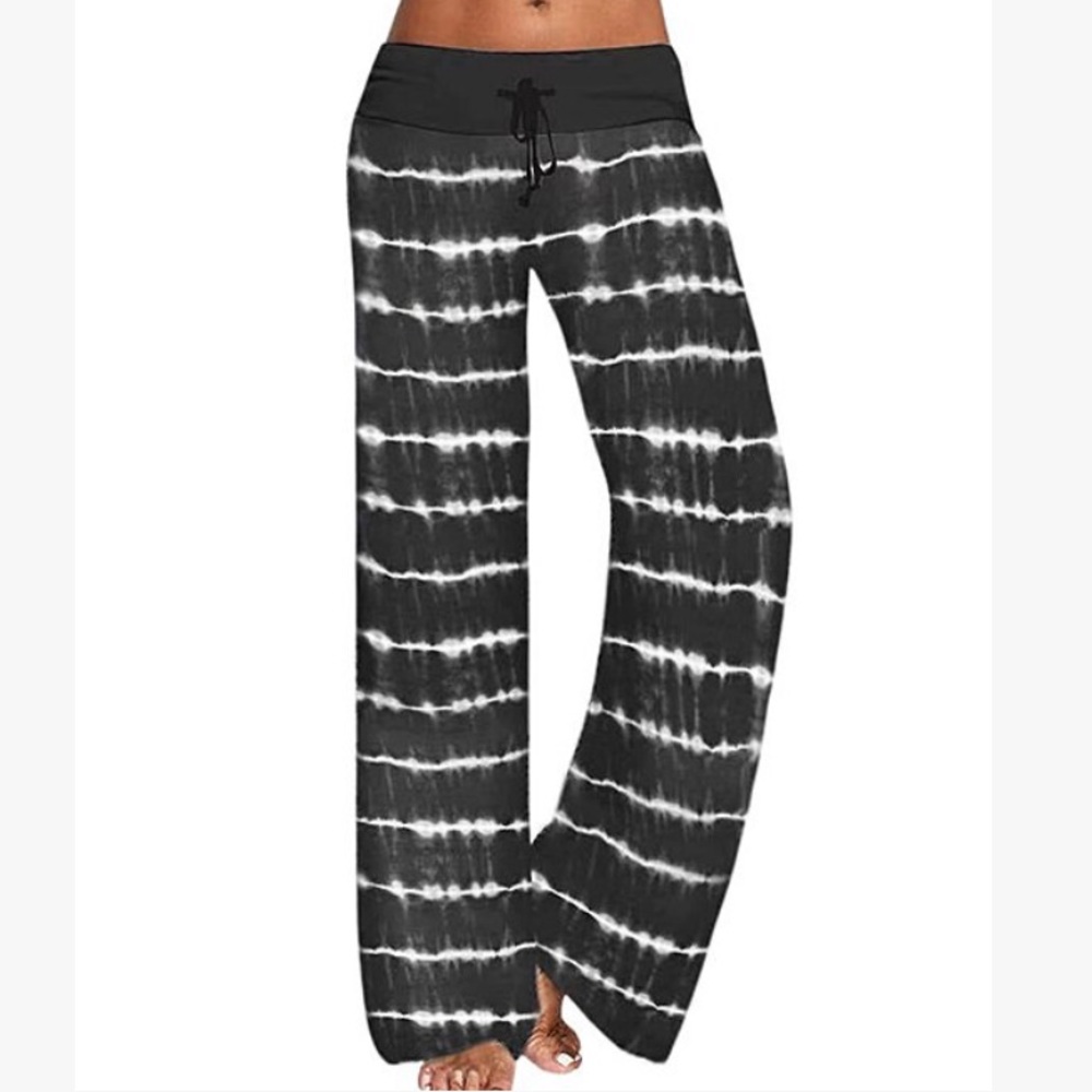 Charcoal & White Tie-Dye Drawstring Lounge Pants, L